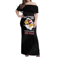 Personalized Tuskegee Airmen Red Tails Off Shoulder Maxi Dress 301st Fighter Squadron - Black - Wonder Print Shop