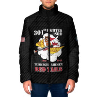 Personalized Tuskegee Airmen Red Tails Padded Jacket 301st Fighter Squadron - Black - Wonder Print Shop