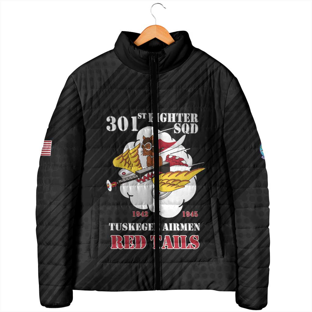 Personalized Tuskegee Airmen Red Tails Padded Jacket 301st Fighter Squadron - Black - Wonder Print Shop