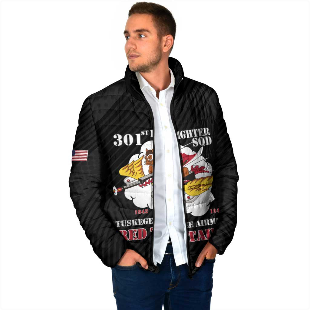 Personalized Tuskegee Airmen Red Tails Padded Jacket 301st Fighter Squadron - Black - Wonder Print Shop