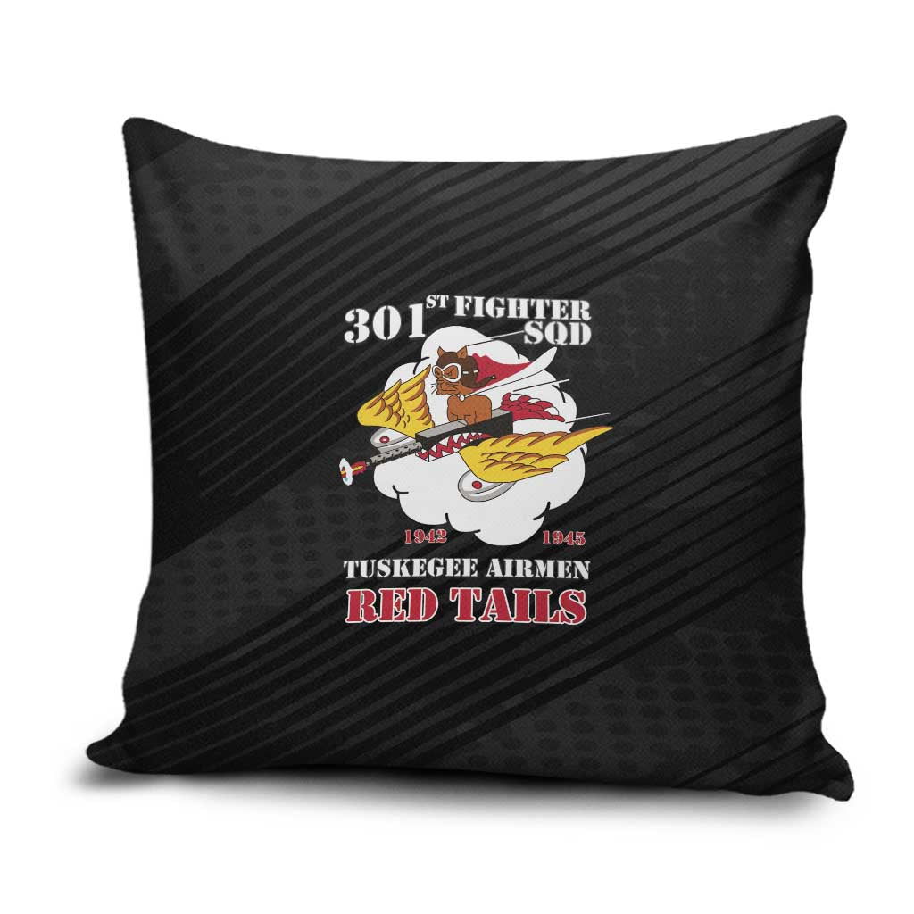 Tuskegee Airmen Red Tails Pillow Cover 301st Fighter Squadron - Black - Wonder Print Shop