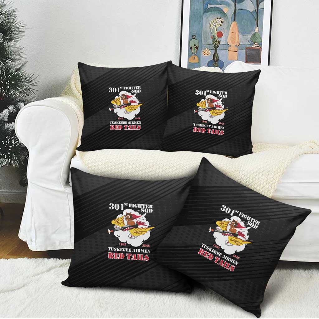 Tuskegee Airmen Red Tails Pillow Cover 301st Fighter Squadron - Black - Wonder Print Shop