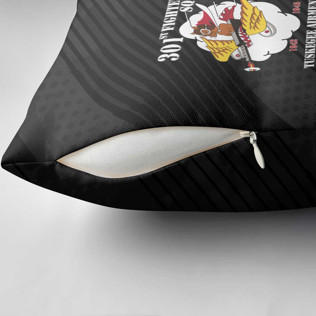 Tuskegee Airmen Red Tails Pillow Cover 301st Fighter Squadron - Black - Wonder Print Shop