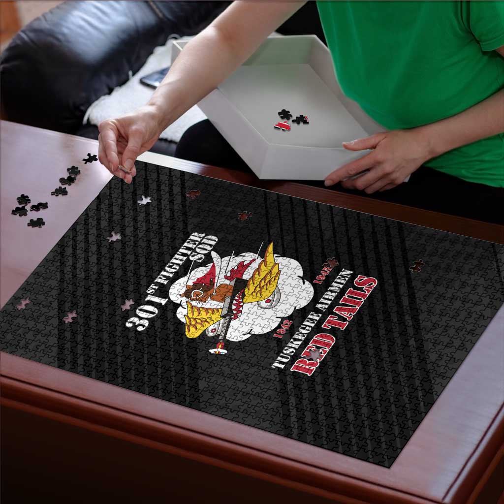 Tuskegee Airmen Red Tails Puzzle 301st Fighter Squadron - Black - Wonder Print Shop