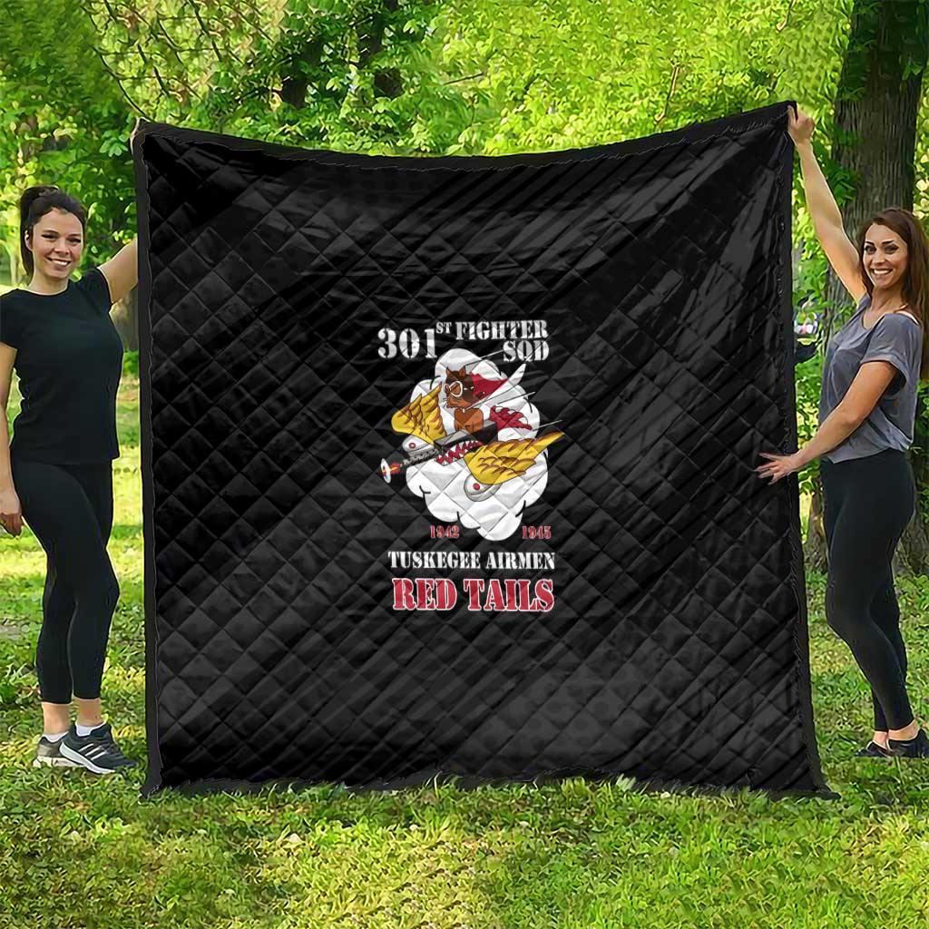 Tuskegee Airmen Red Tails Quilt 301st Fighter Squadron - Black - Wonder Print Shop