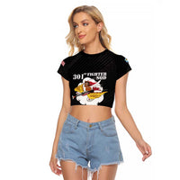 Personalized Tuskegee Airmen Red Tails Raglan Cropped T Shirt 301st Fighter Squadron - Black - Wonder Print Shop