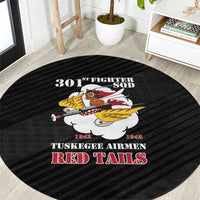 Tuskegee Airmen Red Tails Round Carpet 301st Fighter Squadron - Black - Wonder Print Shop