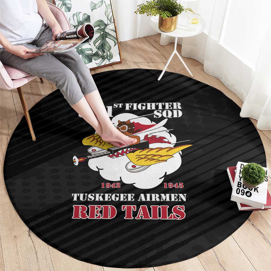 Tuskegee Airmen Red Tails Round Carpet 301st Fighter Squadron - Black - Wonder Print Shop