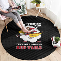 Tuskegee Airmen Red Tails Round Carpet 301st Fighter Squadron - Black - Wonder Print Shop