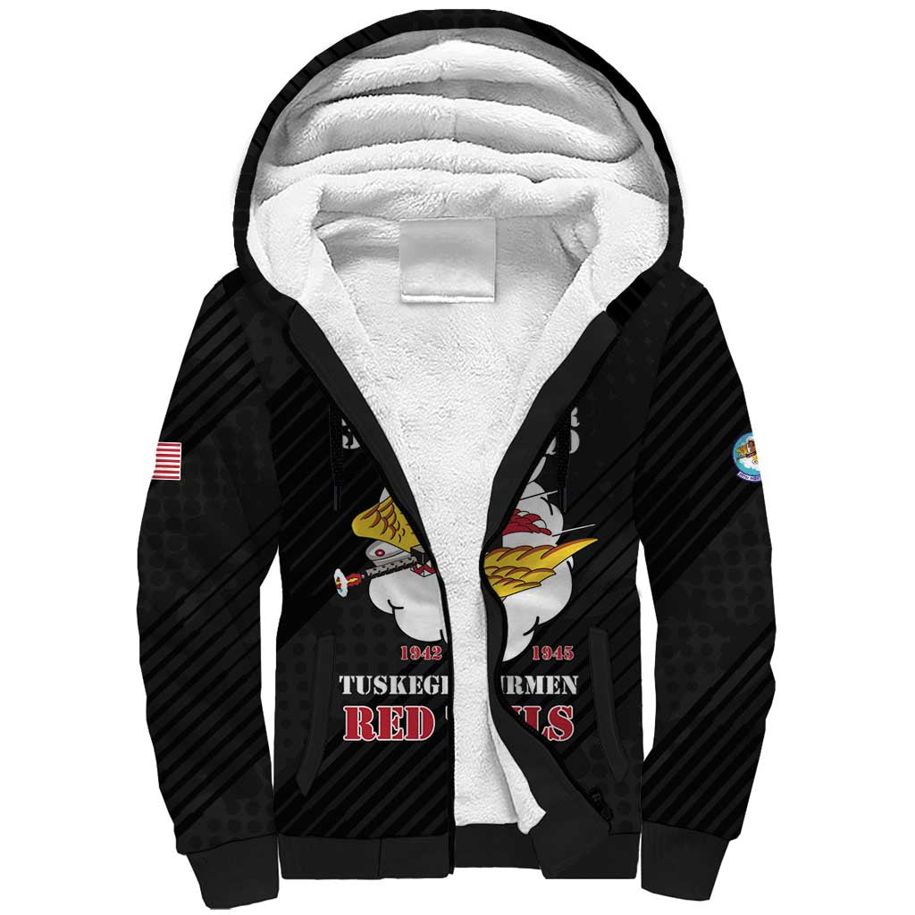 Personalized Tuskegee Airmen Red Tails Sherpa Hoodie 301st Fighter Squadron - Black - Wonder Print Shop