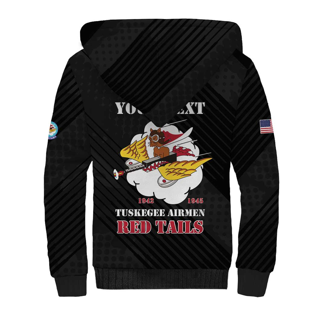 Personalized Tuskegee Airmen Red Tails Sherpa Hoodie 301st Fighter Squadron - Black - Wonder Print Shop