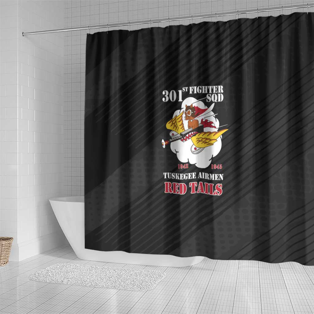 Tuskegee Airmen Red Tails Shower Curtain 301st Fighter Squadron - Black - Wonder Print Shop
