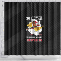 Tuskegee Airmen Red Tails Shower Curtain 301st Fighter Squadron - Black - Wonder Print Shop