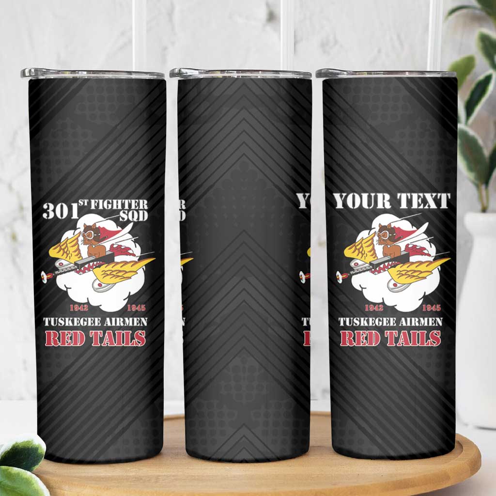Personalized Tuskegee Airmen Red Tails Skinny Tumbler 301st Fighter Squadron - Black - Wonder Print Shop