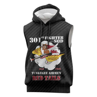 Personalized Tuskegee Airmen Red Tails Sleeveless Hoodie 301st Fighter Squadron - Black - Wonder Print Shop