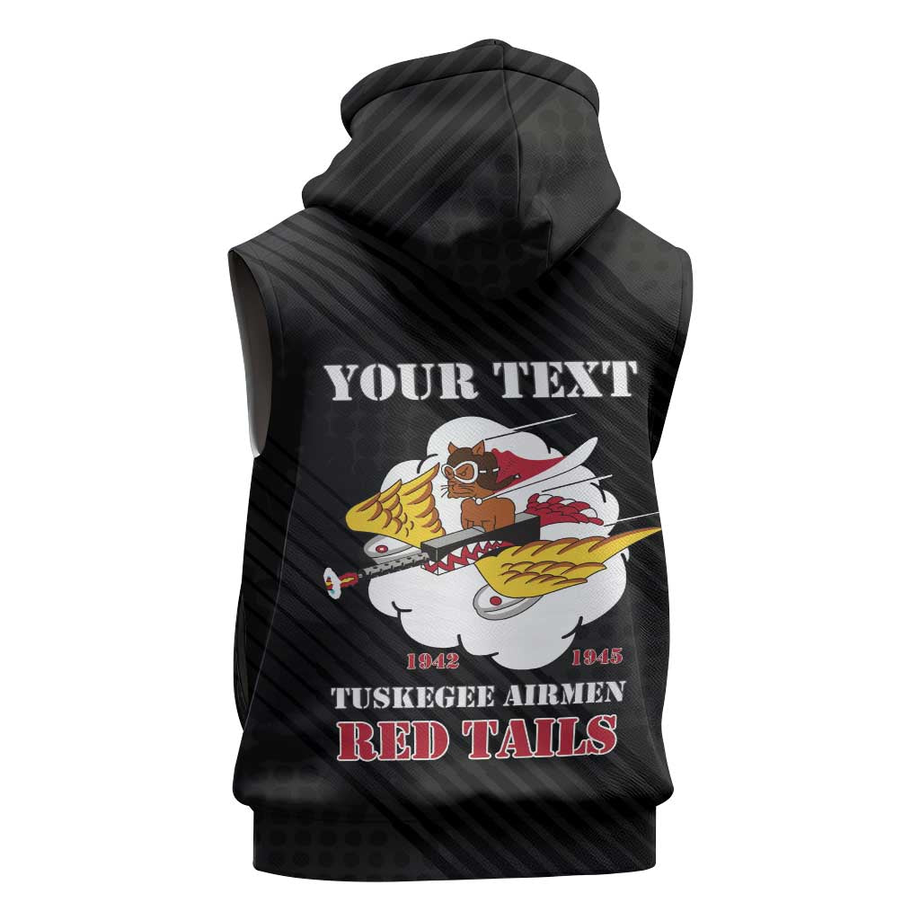 Personalized Tuskegee Airmen Red Tails Sleeveless Hoodie 301st Fighter Squadron - Black - Wonder Print Shop
