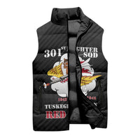 Personalized Tuskegee Airmen Red Tails Sleeveless Puffer Jacket 301st Fighter Squadron - Black - Wonder Print Shop