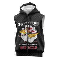Personalized Tuskegee Airmen Red Tails Sleeveless Zip Hoodie 301st Fighter Squadron - Black - Wonder Print Shop