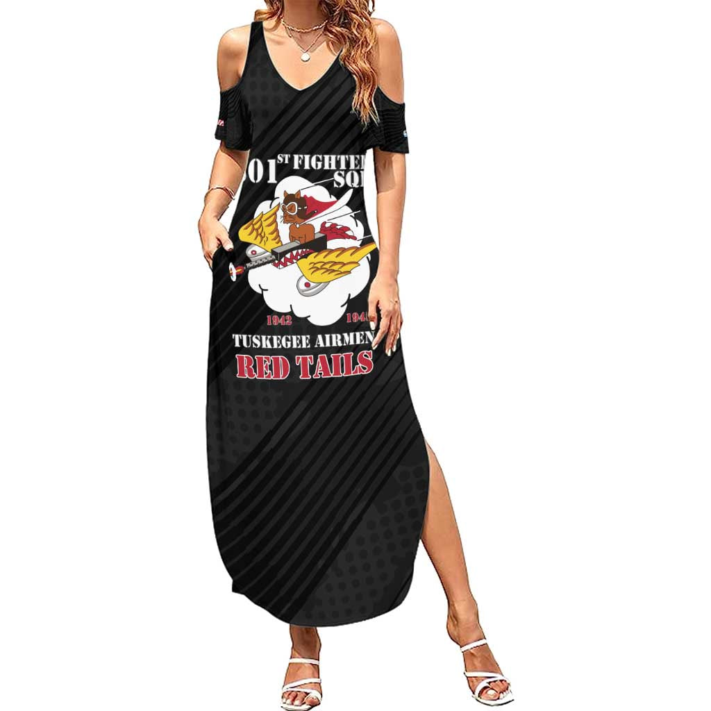 Personalized Tuskegee Airmen Red Tails Summer Maxi Dress 301st Fighter Squadron - Black - Wonder Print Shop
