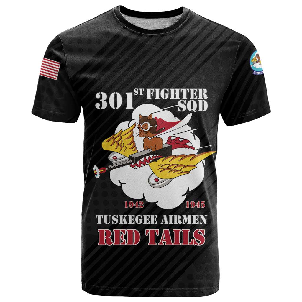 Personalized Tuskegee Airmen Red Tails T Shirt 301st Fighter Squadron - Black - Wonder Print Shop