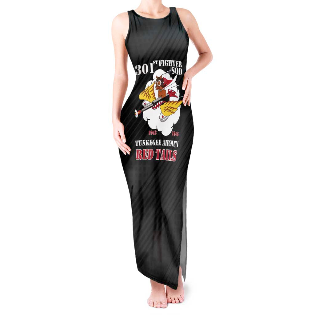 Personalized Tuskegee Airmen Red Tails Tank Maxi Dress 301st Fighter Squadron - Black - Wonder Print Shop