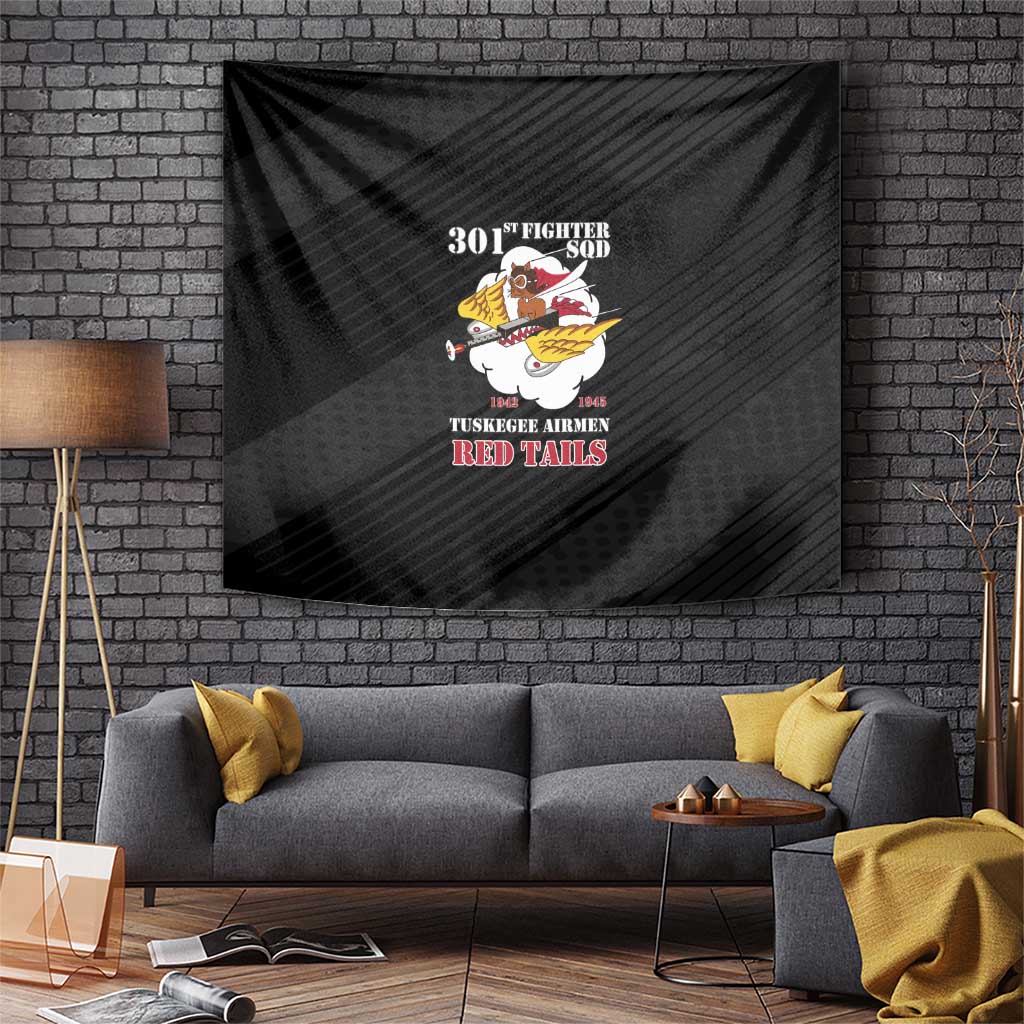 Tuskegee Airmen Red Tails Tapestry 301st Fighter Squadron - Black - Wonder Print Shop