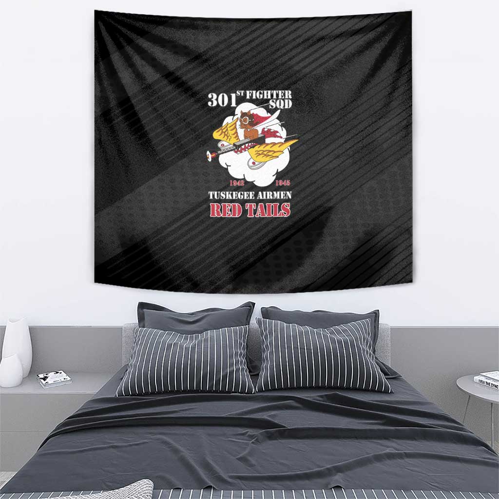 Tuskegee Airmen Red Tails Tapestry 301st Fighter Squadron - Black - Wonder Print Shop