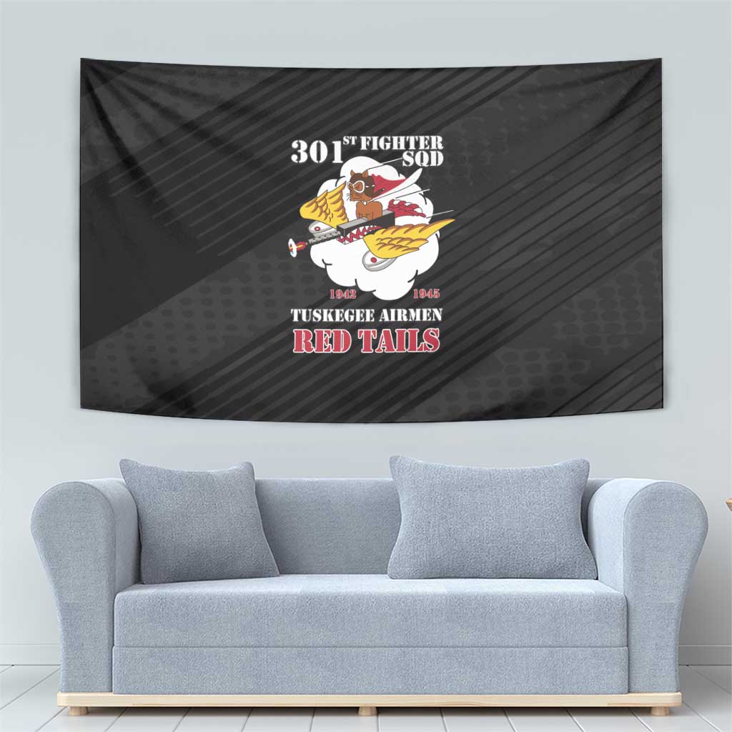 Tuskegee Airmen Red Tails Tapestry 301st Fighter Squadron - Black - Wonder Print Shop