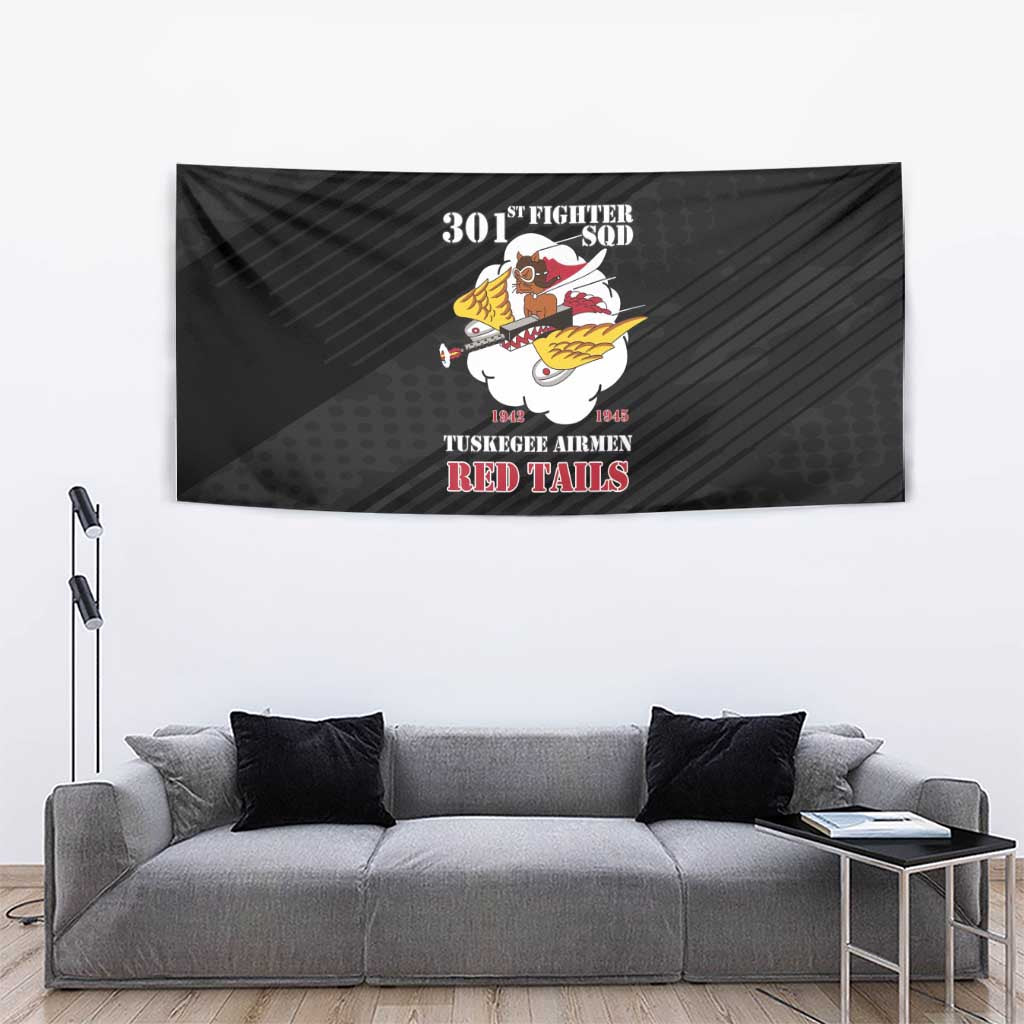 Tuskegee Airmen Red Tails Tapestry 301st Fighter Squadron - Black - Wonder Print Shop