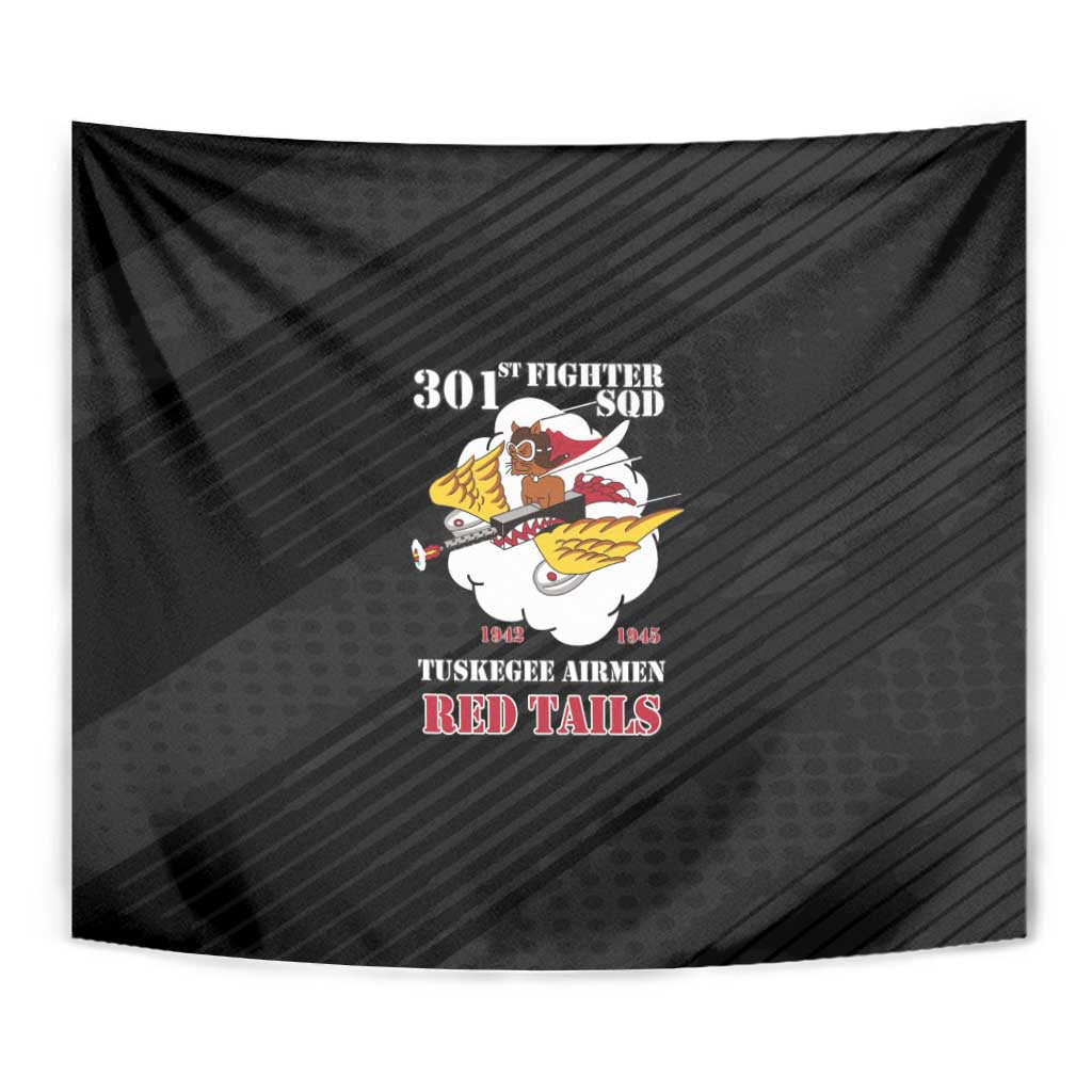Tuskegee Airmen Red Tails Tapestry 301st Fighter Squadron - Black - Wonder Print Shop