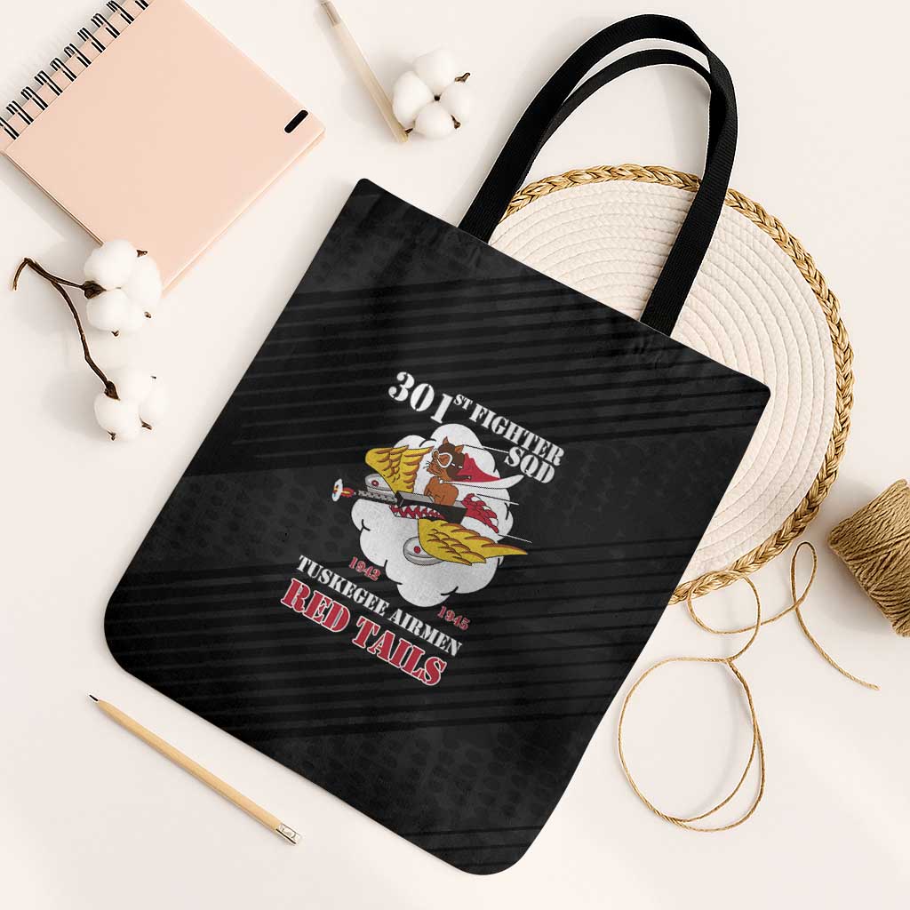 Tuskegee Airmen Red Tails Tote Bag 301st Fighter Squadron - Black - Wonder Print Shop