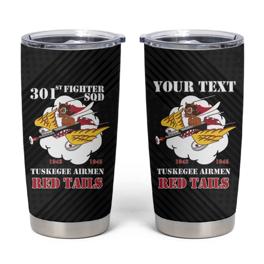 Personalized Tuskegee Airmen Red Tails Tumbler Cup 301st Fighter Squadron - Black - Wonder Print Shop