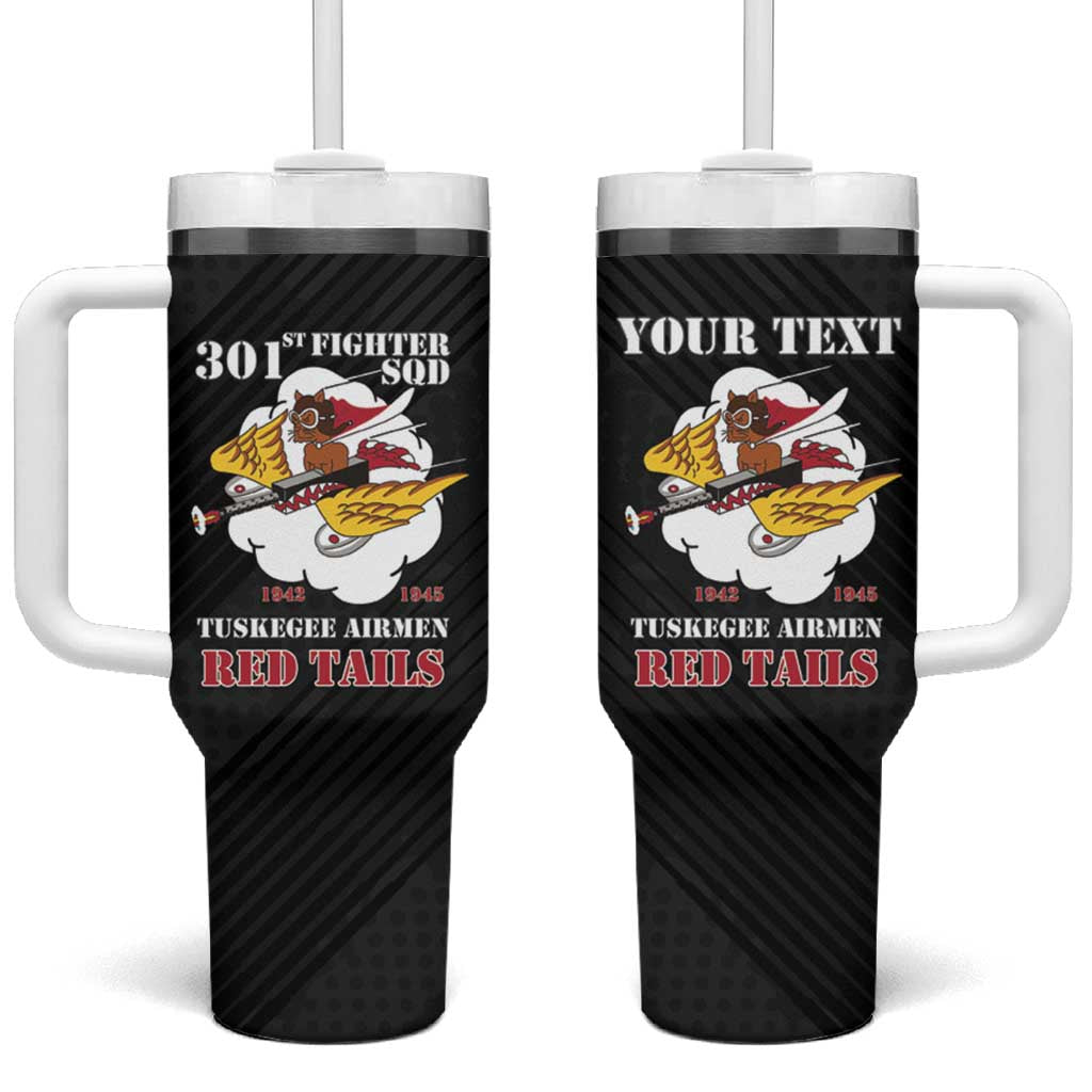 Personalized Tuskegee Airmen Red Tails Tumbler With Handle 301st Fighter Squadron - Black - Wonder Print Shop