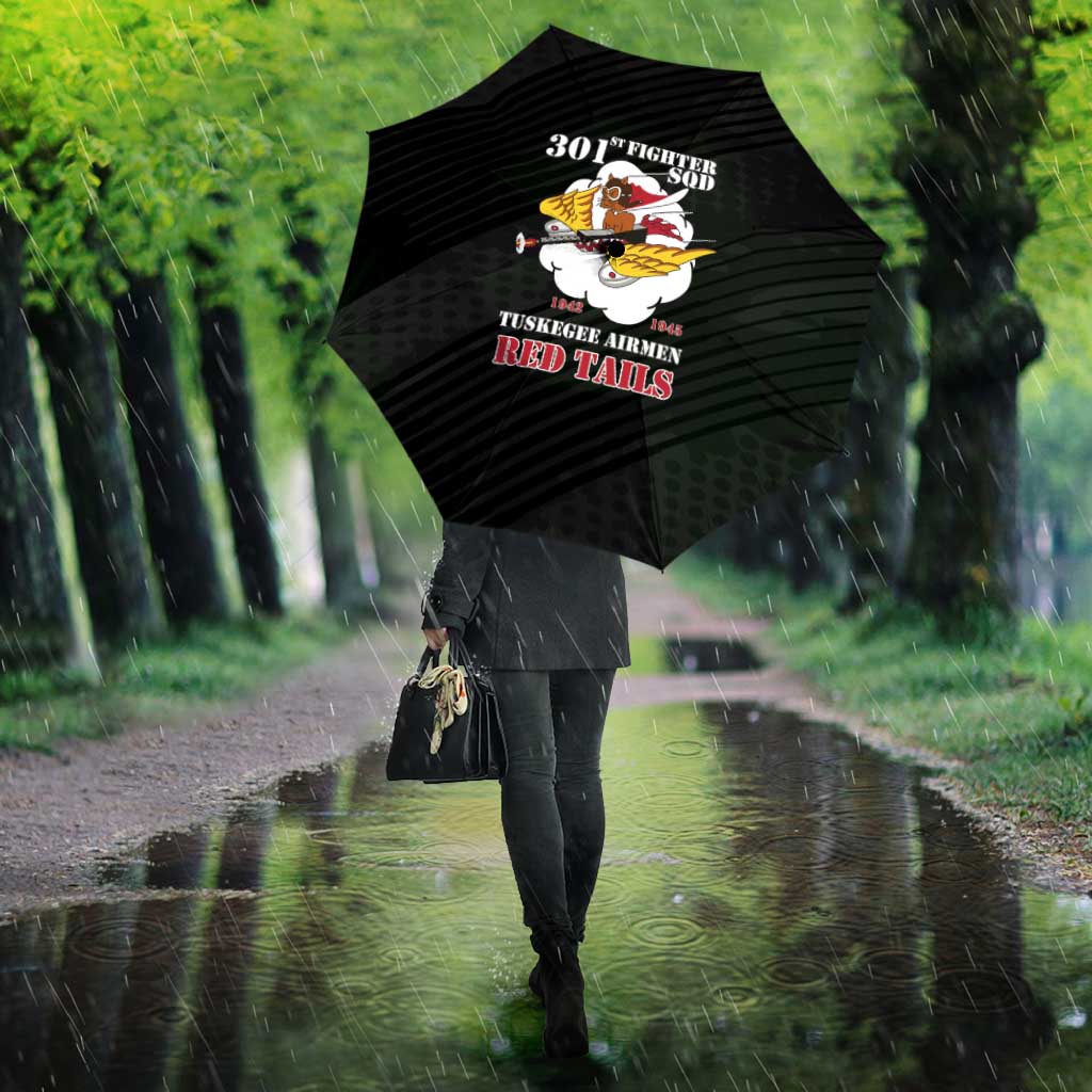 Tuskegee Airmen Red Tails Umbrella 301st Fighter Squadron - Black - Wonder Print Shop