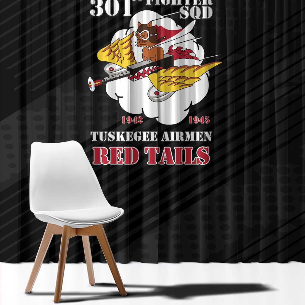 Tuskegee Airmen Red Tails Window Curtain 301st Fighter Squadron - Black - Wonder Print Shop