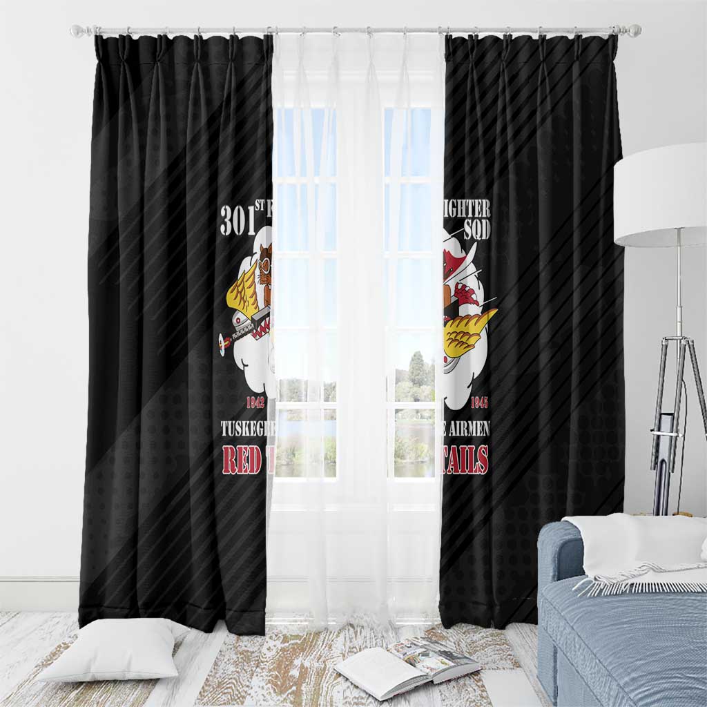 Tuskegee Airmen Red Tails Window Curtain 301st Fighter Squadron - Black - Wonder Print Shop