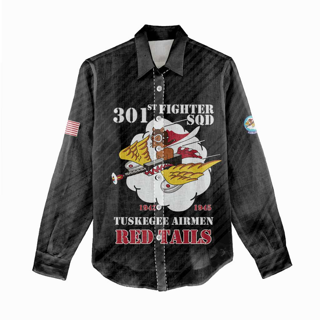 Personalized Tuskegee Airmen Red Tails Women Casual Shirt 301st Fighter Squadron - Black - Wonder Print Shop