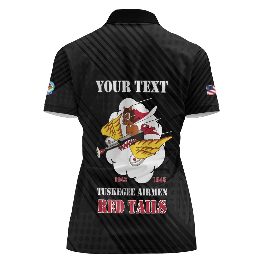 Personalized Tuskegee Airmen Red Tails Women Polo Shirt 301st Fighter Squadron - Black - Wonder Print Shop