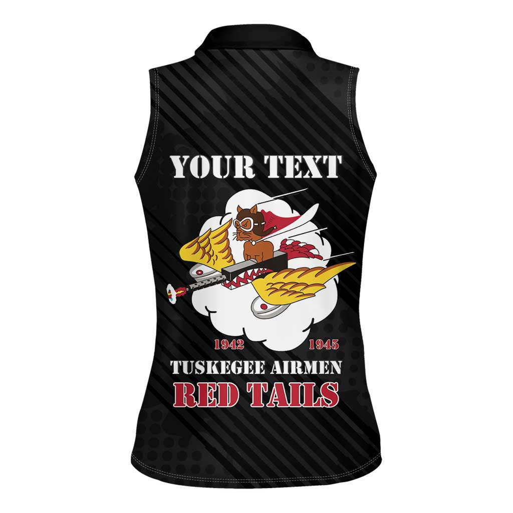 Personalized Tuskegee Airmen Red Tails Women Sleeveless Polo Shirt 301st Fighter Squadron - Black - Wonder Print Shop