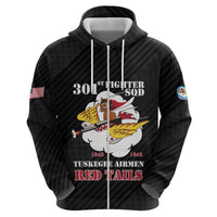Personalized Tuskegee Airmen Red Tails Zip Hoodie 301st Fighter Squadron - Black - Wonder Print Shop
