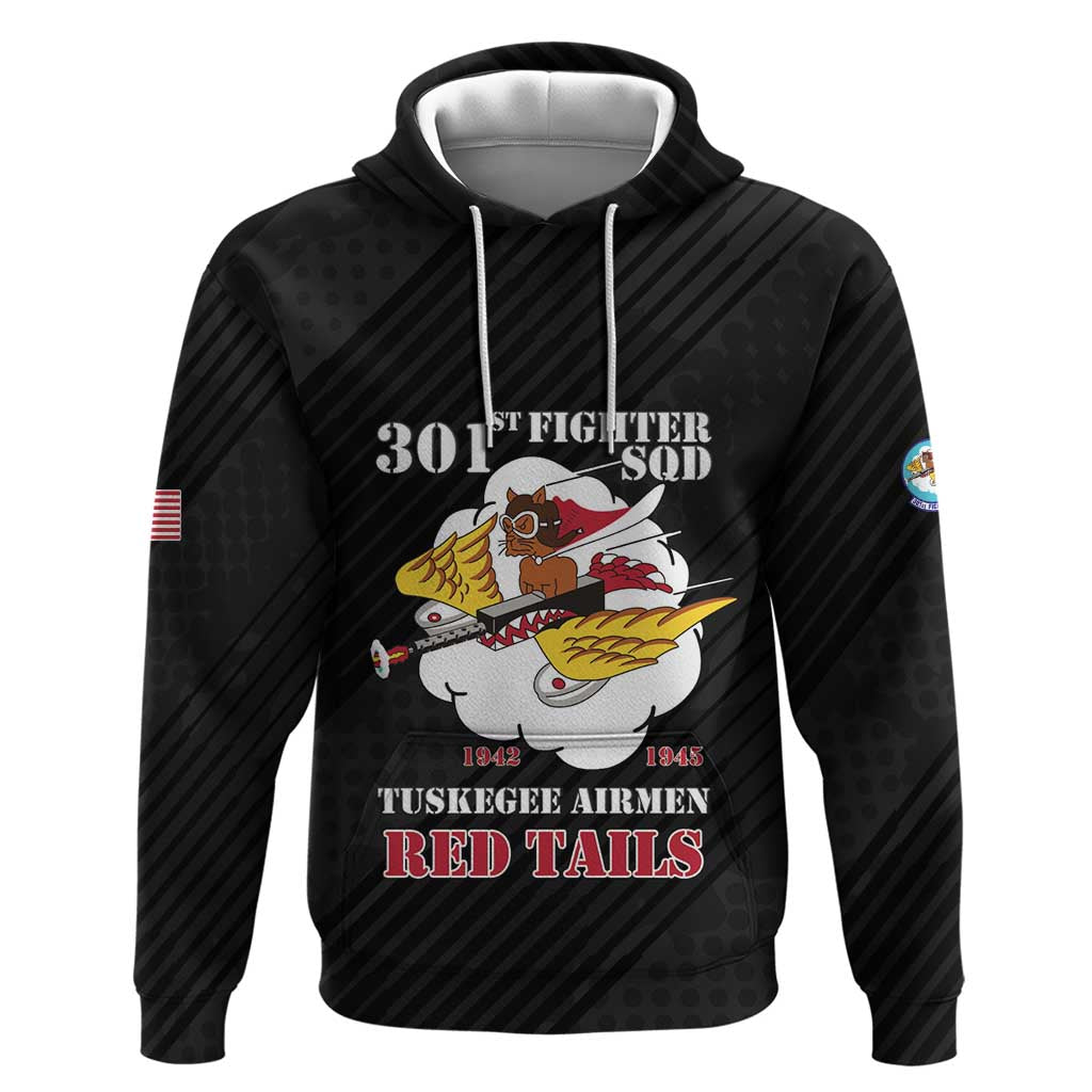 Personalized Tuskegee Airmen Red Tails Zip Hoodie 301st Fighter Squadron - Black - Wonder Print Shop