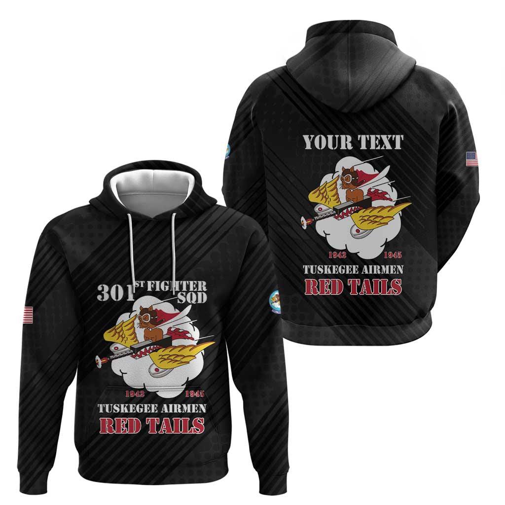 Personalized Tuskegee Airmen Red Tails Zip Hoodie 301st Fighter Squadron - Black - Wonder Print Shop