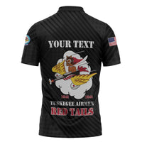 Personalized Tuskegee Airmen Red Tails Zipper Polo Shirt 301st Fighter Squadron - Black - Wonder Print Shop