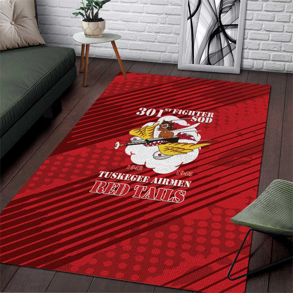 Tuskegee Airmen Red Tails Area Rug 301st Fighter Squadron - Red - Wonder Print Shop