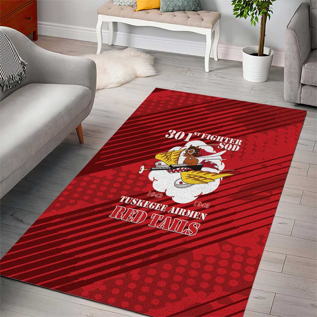 Tuskegee Airmen Red Tails Area Rug 301st Fighter Squadron - Red - Wonder Print Shop