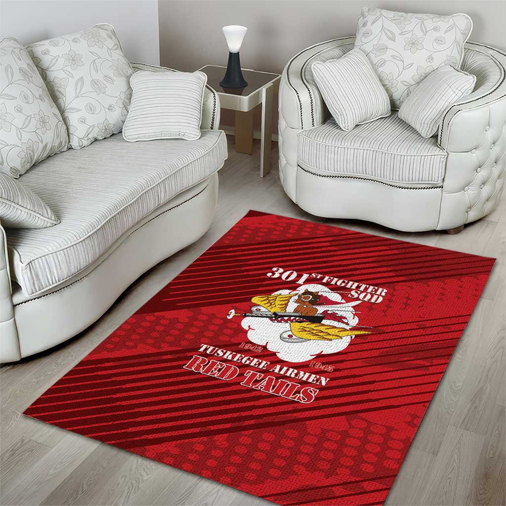Tuskegee Airmen Red Tails Area Rug 301st Fighter Squadron - Red - Wonder Print Shop