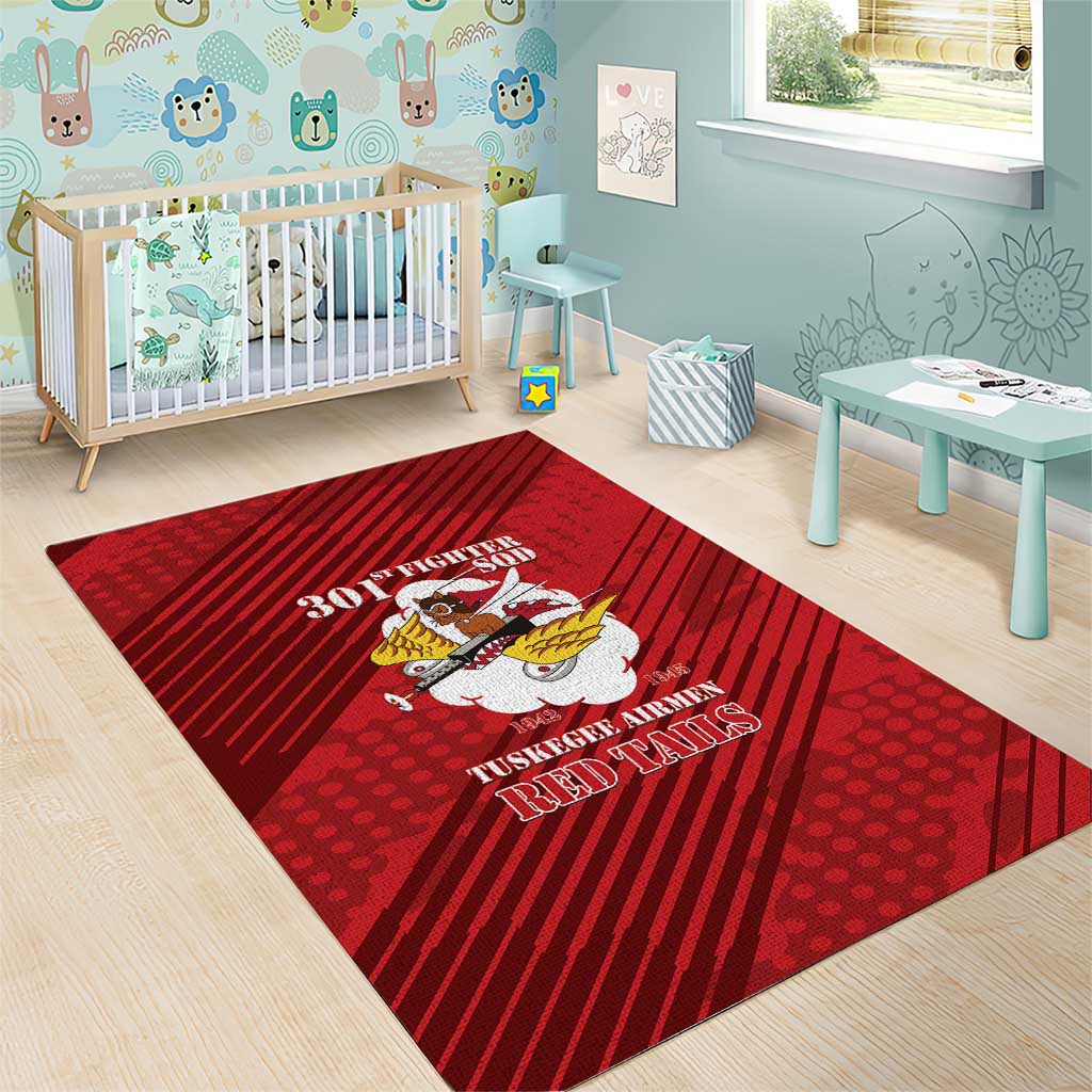 Tuskegee Airmen Red Tails Area Rug 301st Fighter Squadron - Red - Wonder Print Shop