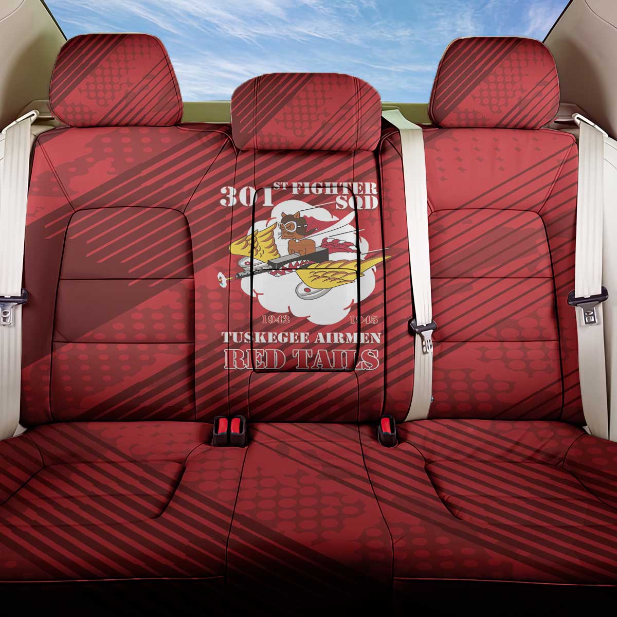 Tuskegee Airmen Red Tails Back Car Seat Cover 301st Fighter Squadron - Red - Wonder Print Shop