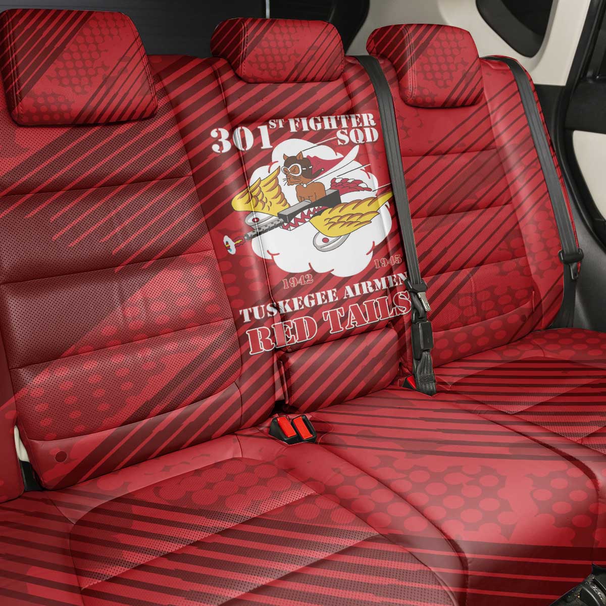Tuskegee Airmen Red Tails Back Car Seat Cover 301st Fighter Squadron - Red - Wonder Print Shop