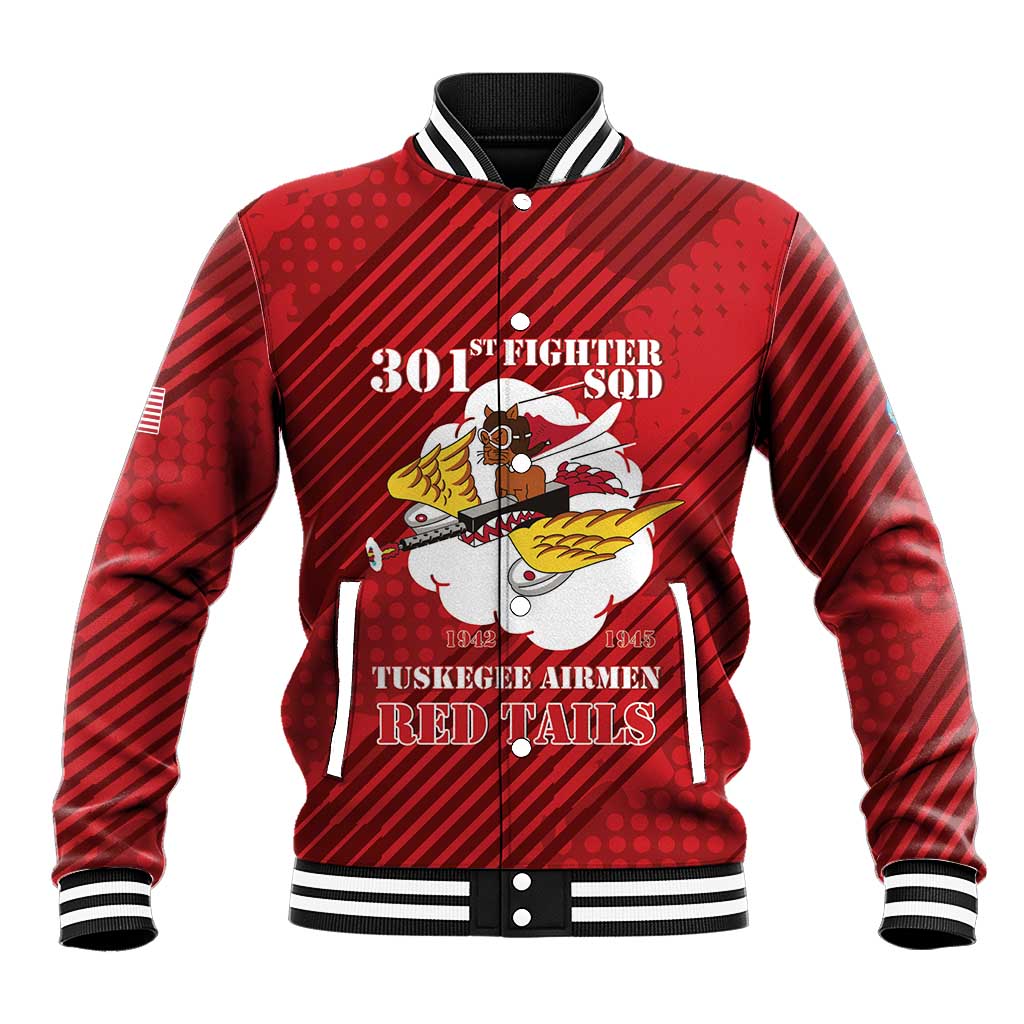 Personalized Tuskegee Airmen Red Tails Baseball Jacket 301st Fighter Squadron - Red - Wonder Print Shop